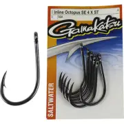 Gamakatsu Inline Octopus Straight Eye Fishing Hooks 25 Pack Sizes 4/0 to 10/0