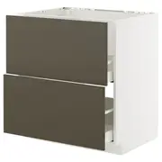 METOD / MAXIMERA base cab f sink+2 fronts/2 drawers, white/Havstorp brown-beige, 80x60x80 cm