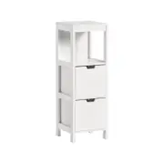 Freestanding Cabinet 2 Drawers Shelf Cupboard (White)