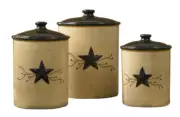 Primitive Star Canister Set Ceramic Farmhouse Kitchen