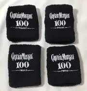 (4) Captain Morgan Rum 100 Proof Bartender Promo Black Terry Cloth Wristbands