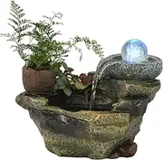 Tabletop Water Fountain Simple and Modern Rockery, Flowing Water, Fountain, Living Room, Indoor Office, Home, Desktop Decoration and Decorations Office Relaxation Meditation Fountain (Color : B)