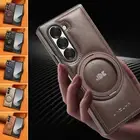 For Samsung Galaxy Z Fold6/Fold5/4/3 PU Leather Magnetic Ring Stand Case Cover
