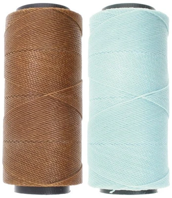 2 Knot It Waxed Polyester Cord 1mm Diameter 144M Spools (Coffee, Seafoam)