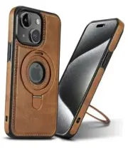 Magnetic for Leather Case,Invisible Stand [Compatible with iPhone 14/13 Brown