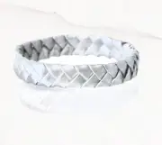 White Gold Basketweave Ring Wedding Band 6.5mm Unisex Size 4 to 14