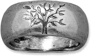 [JewelryWeb] 925 Sterling Silver Oxidized Tree of Life Ring Band 9mm Wide-Band Style-Ring for Women and Men