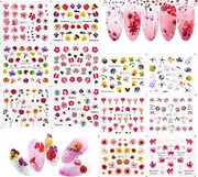 12 Styles Nail Art Flowers & Leaves Water Transfer Stickers, Beauties Factory Nail Tip Floral Natural Theme Decal