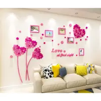 在飛比找蝦皮商城精選優惠-創意愛心花朵照片牆3D壓克力立體牆貼客廳沙發床頭電視背景牆壁