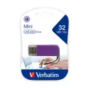 Verbatim Violet Store'n'Go Mini USB Drive 32GB File Storage Stick For Laptop/PC