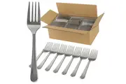1200x Reusable Plastic Forks Cutlery Bulk BPA Free Extra Strong - Gloss Silver