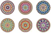 Becho 6 Pcs Mandala Diamond DIY Painting Coasters with Holder,Cup Mat Art Craft Supplies Mandala Painting Diamond Coasters Kits for Beginners, Adults & Kids.(Mandala 1)