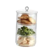 Small 3 Tier/Level Stackable Round Glass Storage Clear