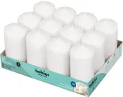 12 White Pillar Candles - 2.7 x 5.1 Inches Unscented Candle Set - 43 Hours - ...
