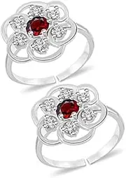 [Tongari] 925 Big Designer CZ Toe Rings in Pure 92.5 Sterling Silver for Women | Chandi Bichiya, Adjustable, Non-Precious Metal, No Gemstone