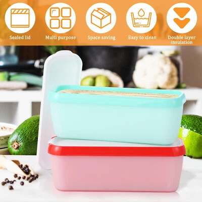 2Pcs Ice Cream Containers Double Wall Insulation Ice Cream Tub with Lid LiUPT'