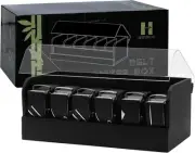 Chic Black Bamboo Belt and Tie Organizer - Versatile Storage with 6 Compartments