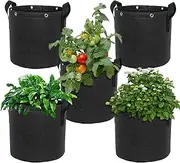 Plant Grow Bags, 5 Pieces Tomato Grow Bags Breathable Planting Bags with Handles - Non-Woven Growing Bags Plant Container for Potatoes, Tomatoes, Vegetable, Fruits