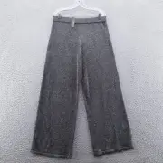 Tahari Womens Wide Leg Sparkle Pant Large Black Silver Metallic Pull On NEW