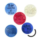 HAPPY 4TH OF JULY SET OF 6 COOKIE STAMP EMBOSSERS MADE IN USA PR9075