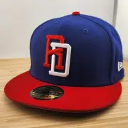 Dominican Republic Fitted Hat, Blue, Flag Side, Baseball WBC, New Era 5950, Sz 8