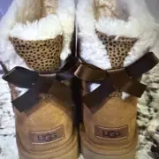 NEW “UGG 1016501 Women Mini Bailey Bow II Chestnut Cheetah Print Boots “