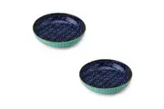 2PK Mikasa Stoneware Indigo Chevron Ceramic Kitchen Serving Bowl Dishware 21cm