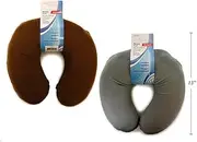 [Lylac Homeware] LYLAC Memory Foam Travel Neck Pillow, Brown and Grey 2COLS