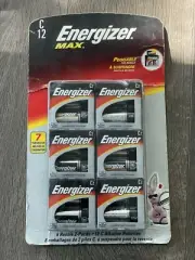Energizer MAX C Batteries (12 Pack), C Cell Alkaline Batteries FACTORY SEALED