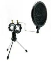 Microphone Mic Shock Mount Studio Desktop Table Top Tripod Stand w/ Pop Filter
