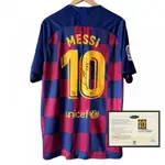 19-20賽季巴塞羅那主場球員比賽版職業球衣編號 10 梅西印花簽名 + 證書足球服球迷系列經典復古球衣禮物