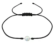 Sterling Silver Opal Round Adjustable Corded Bracelet