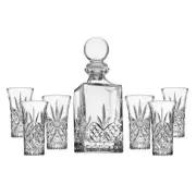 Godinger Mini Whiskey Decanter and Shot Glasses Barware Set of 7 - 10oz