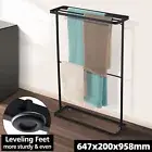Bath Towel Stand Rail Rack Shelf Drying Freestanding Holder Metal Black 65x96cm