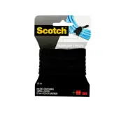 Scotch Bundling Straps RF3710, 0.5 in x 8 in, (12,7 mm x 20,3 cm) Black