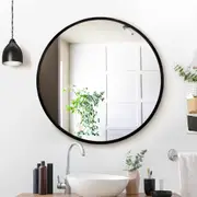 1 Set 80cm Embellir Wall Mirror Makeup Mirror Framed Round Black