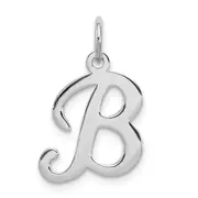 Sterling Silver Rhodium-Plated Stamped Letter B Initial Charm