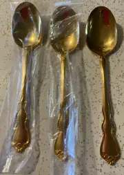 Wallace Gold Discretion Pattern Flatware Electroplate Set Of 3 Tablespoons NEW