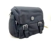 AUTH NWT Tory Burch Virginia Nylon Small Messenger Crossbody Bag In Black
