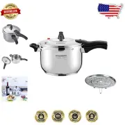 11-Liter Stainless Steel Pressure Cooker with Steamer - Quick and Safe Cooking