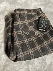 Rare NOS Paul Frank Plaid Brown Pants Size 30 Mens straight leg soft