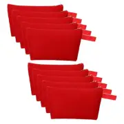 10.2 x 5.5" Canvas Makeup Bags with Strap, 10 Pcs Cosmetic Toiletry Pouch, Red