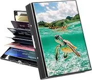[GYSYSQSH] Metal Wallet for Women Men Girls, RFID Blocking Slim Aluminum Credit Card Holder, A Sea Turtles, Credit Card Holder, Minimalist