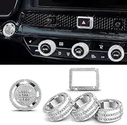 Polodunn 6pcs Air Conditioning Knob Covers, Hazard Warning Lights Button Cover, Push Start Button Cover Trim Ring -Interior Accessories for Honda Accord, HRV, CRV, Civic 2025 2024 2023 2022 (Bling)