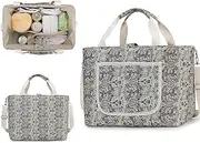 MOMIGO Diaper Bag Tote - Classic Floral Large Capacity Diaper Caddy Tote Bag Baby Stroller Bag (Blue Flower)