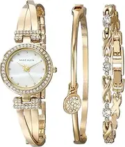[Anne Klein] Goldtone Crystal Bangle Box Set