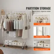 Heavy Duty Adjustable Double Rod Clothes Rack 272KG Capacity Extendable Storage