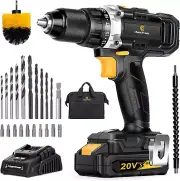20V MAX Lithium-Ion Cordless Drill Driver Set with 23+1 Clutch, Dual Speed, 1/2”