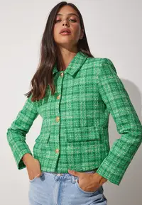 在飛比找ZALORA購物網優惠-Knitted Tweed Jacket