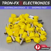 TE4012 12AWG 2*4mm² YELLOW Insulated Dual Ferrule Bootlace Crimp Cord Ends